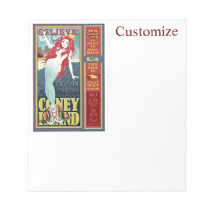 Redheaded Coney Island Mermaid Notepad