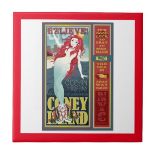redheaded coney island mermaid tile
