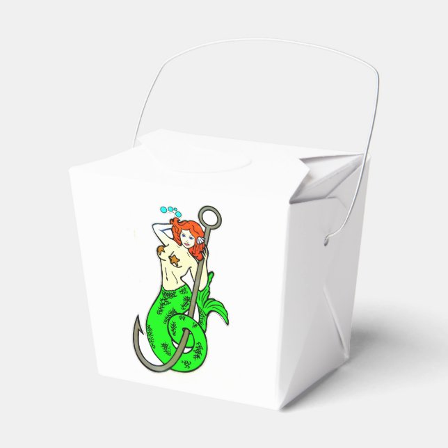 redheaded green-tailed mermaid favor box (Front Side)