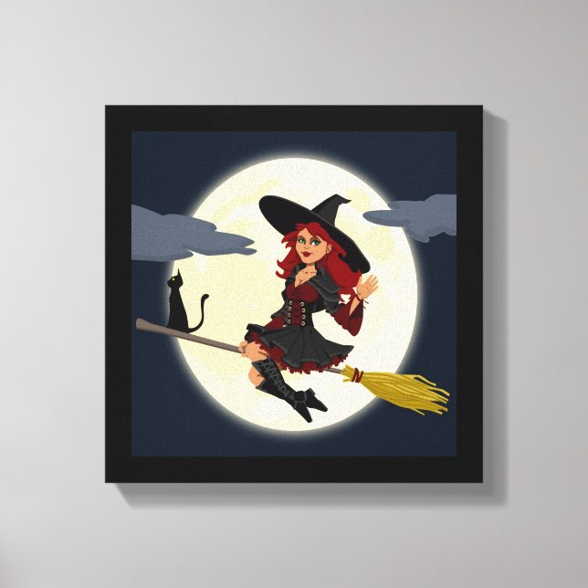 REDHEADED HALLOWEEN WITCH CANVAS PRINT (Front)