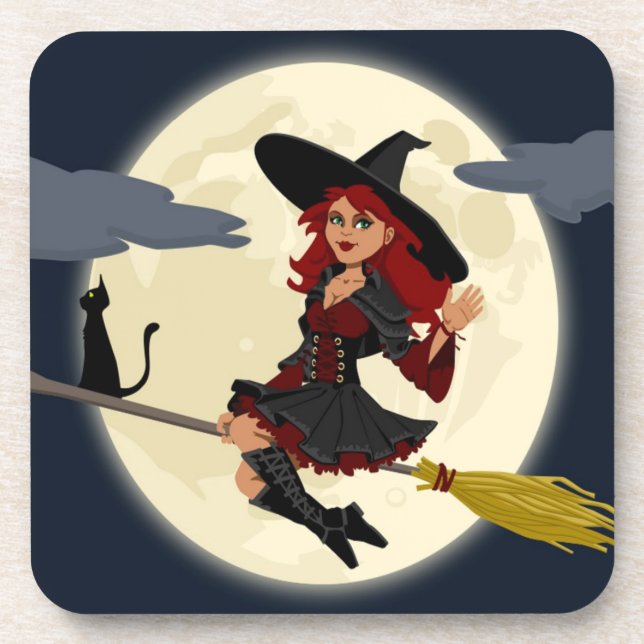 REDHEADED HALLOWEEN WITCH COASTER (Front)