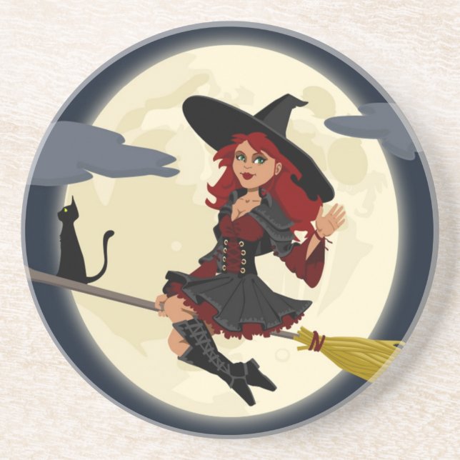 REDHEADED HALLOWEEN WITCH COASTER (Front)
