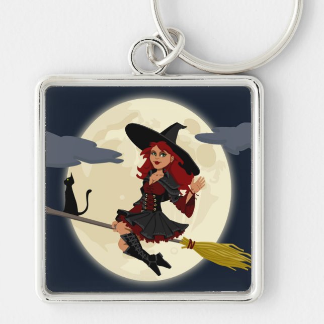 REDHEADED HALLOWEEN WITCH KEYCHAIN (Front)