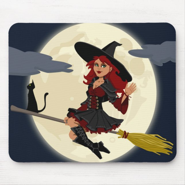 REDHEADED HALLOWEEN WITCH MOUSE PAD (Front)