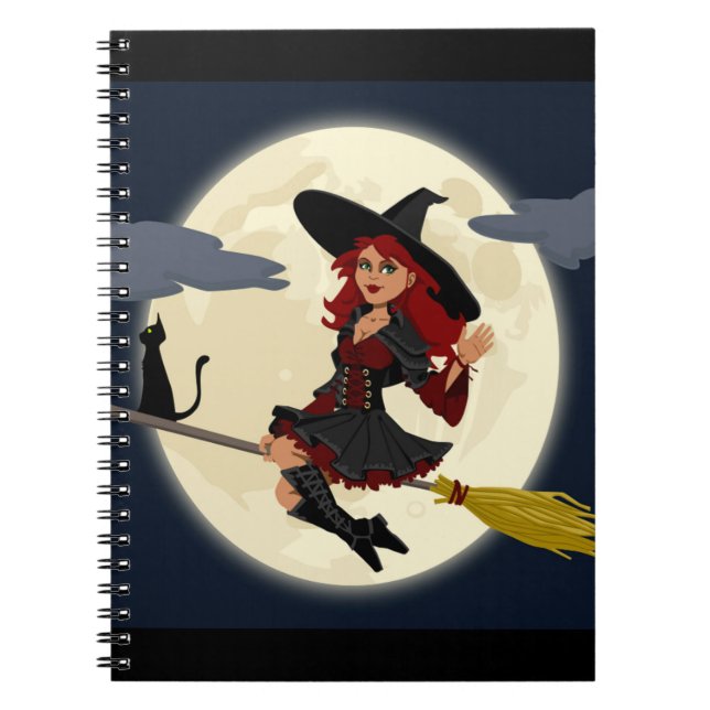 REDHEADED HALLOWEEN WITCH NOTEBOOK (Front)