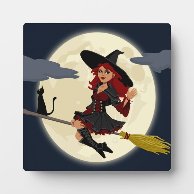 REDHEADED HALLOWEEN WITCH PLAQUE (Front)