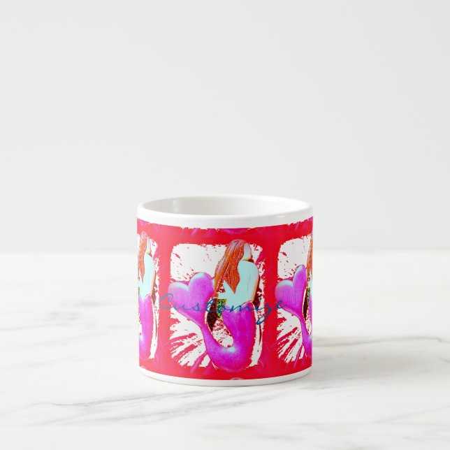 redheaded heart-tail mermaids Thunder_Cove Espresso Cup (Front)