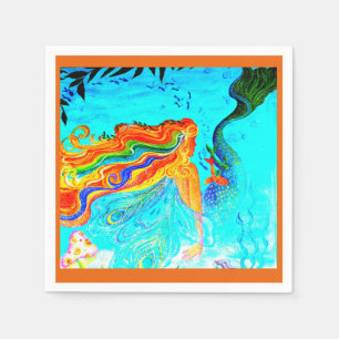 redheaded mermaid personalized invitation napkin