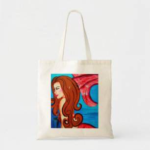 redheaded mermaid tote bag