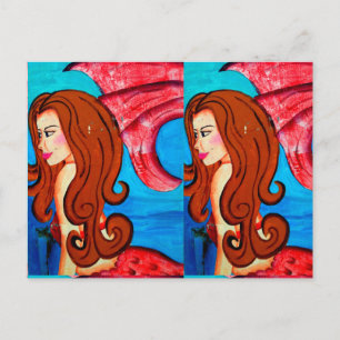redheaded mermaid twins postcard