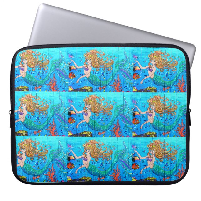 redheaded mermaids on blue sleeve (Front)