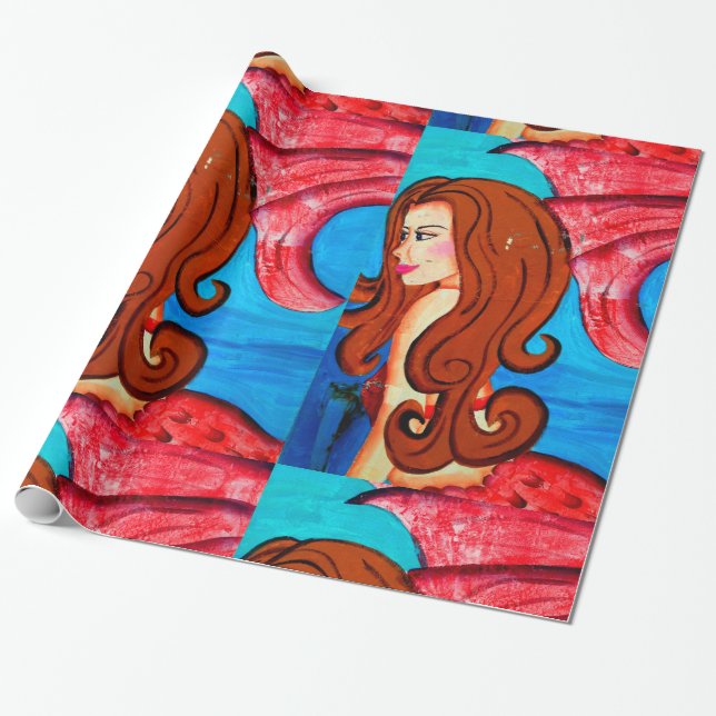 redheaded mermaids wrapping paper (Unrolled)
