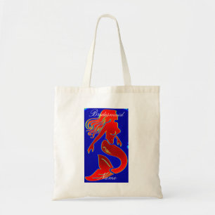 Redheaded red-tail mermaid bridesmaid tote bag