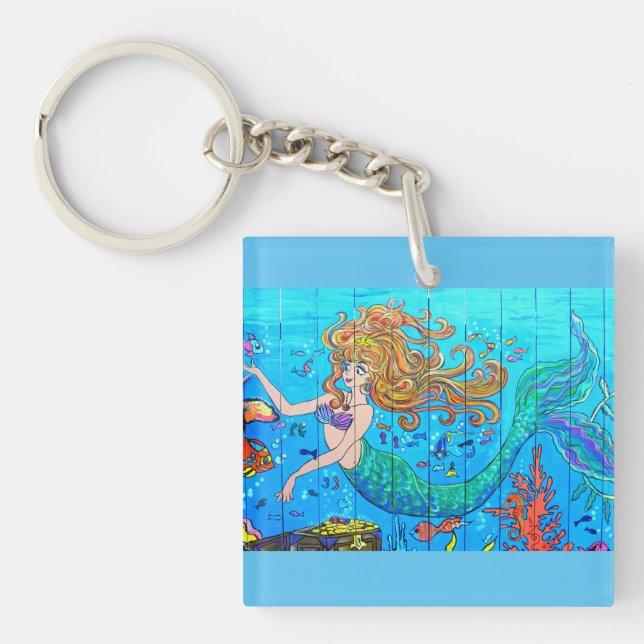 redheaded underwater mermaid keychain (Front)