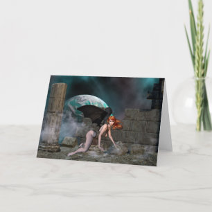 Redheaded Vampress - Fantasy Greeting Card