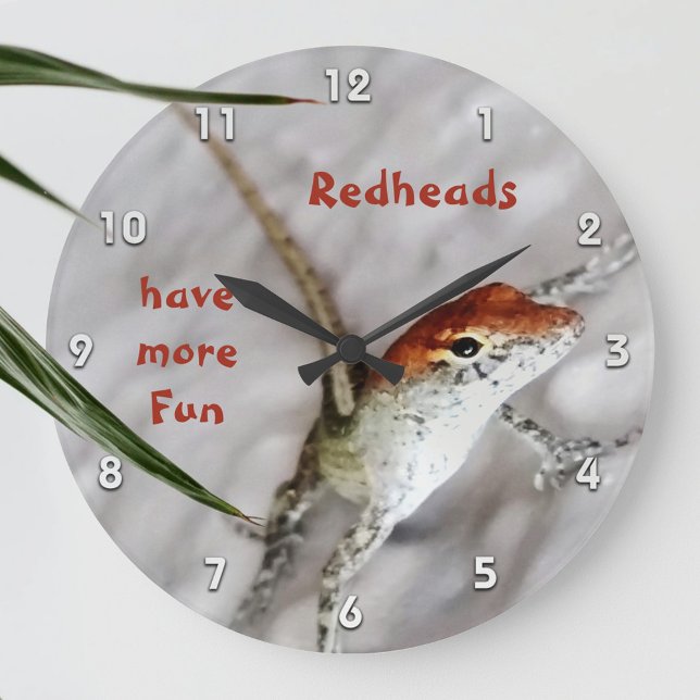Redheads Have More Fun Lizard Acrylic Wall Clock (Creator Uploaded)