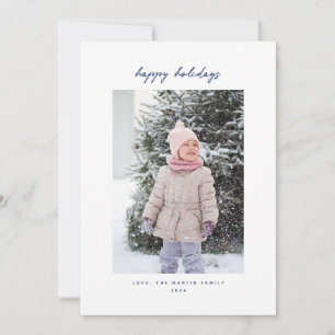 Rédigé à la main Carte photo de vacances bleu mini