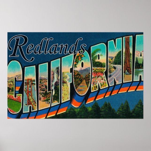 Redlands, California - Large Letter Scenes Poster (Front)