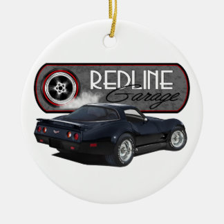 Redline Garage Corvette Black Ceramic Ornament