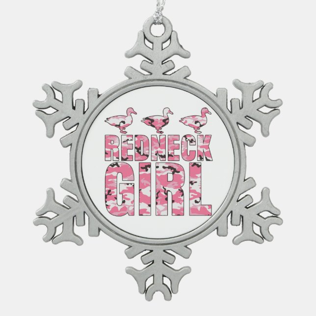 Redneck Girl Ducks Pink Camo Christmas Ornament (Front)