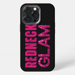 Redneck Glam Pink Glitter on Black iPhone 13 Pro Case