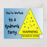 Redneck party Warning sign with gunshots