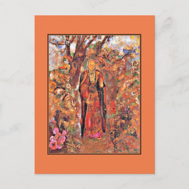 Redon - Buddha walking among the flowers Postcard (Front)