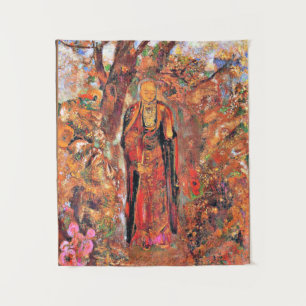Redon - Buddha walking among the flowers Tapestry