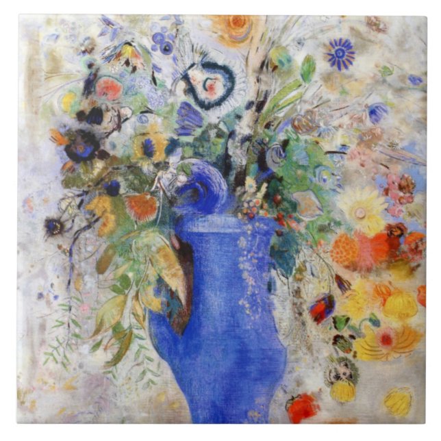 Redon - Large Bouquet in Pastel Blue Tile (Front)