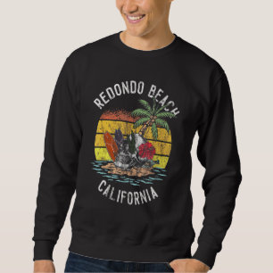 Redondo Beach California Palms Skull Surf Sunset V Sweatshirt