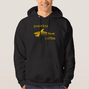 Redondo Beach California Shark Skeleton Amber Prin Hoodie