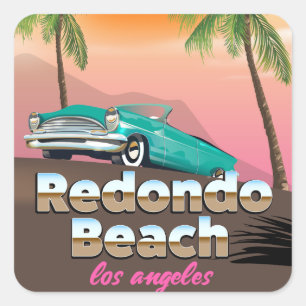 Redondo Beach LA travel poster Square Sticker