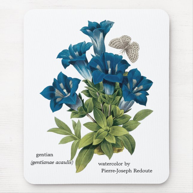 Redoute Blue Flower Mousepad (Front)