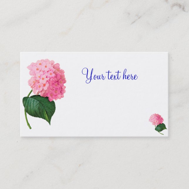 Redoute Pink Hydrangea Cartes de visite (Devant)