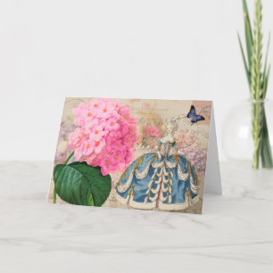 Redoute Pink Hydrangea Greeting Card