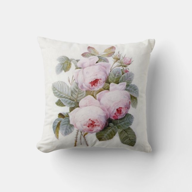 Redoute Rose (4) Throw Pillow 20" x 20" (Front)