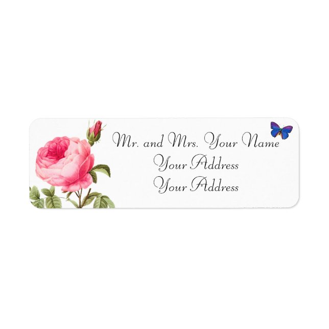 Redoute Rose Custom Address Labels (Front)
