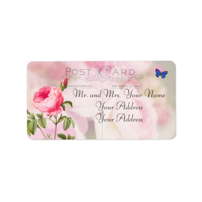 Redoute Rose Custom Address Labels (Front)