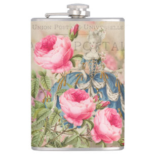 Redoute Rose Vinyl Wrapped Flask