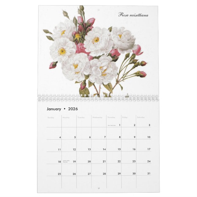 Redouté Roses 2015 Calendar (Jan 2026)
