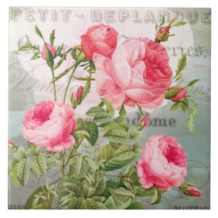 Redoute Roses French Ceramic Tile