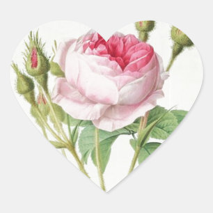 Redoute Vintage Rose Heart Shape Stickers