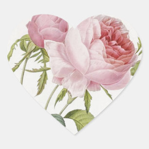 Redoute Vintage Rose Heart Shape Stickers