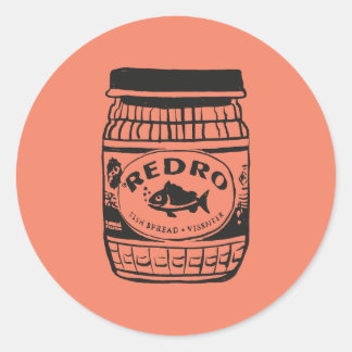 Redro Fish Paste Illustration Classic Round Sticke Classic Round Sticker