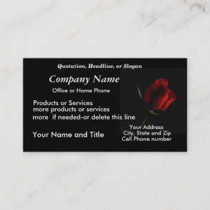 RedRose on Blk BizCard-customize Business Card
