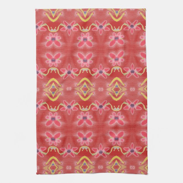 Reds Floral Floral Kitchen Towel With Purple (Vertical)
