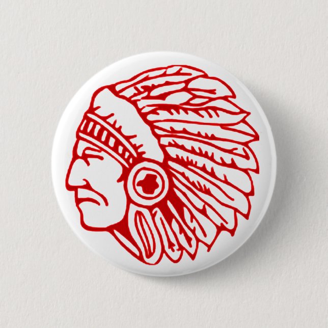 Redskin Red Indian 2 Inch Round Button (Front)