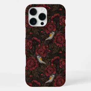 Redstarts in the chrysanthemums in brown and red iPhone 16 pro max case