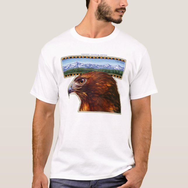 redtail hawk and snowy mountains T-Shirt (Front)