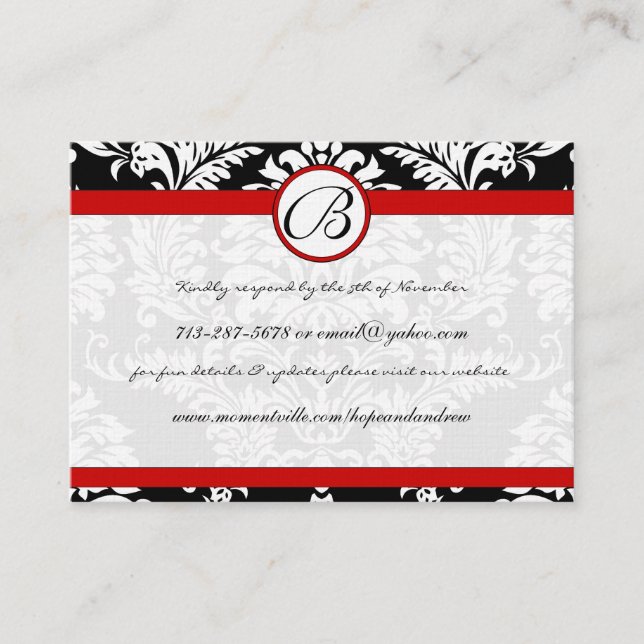 RedTrim Black Damask Response Website Cards (Front)